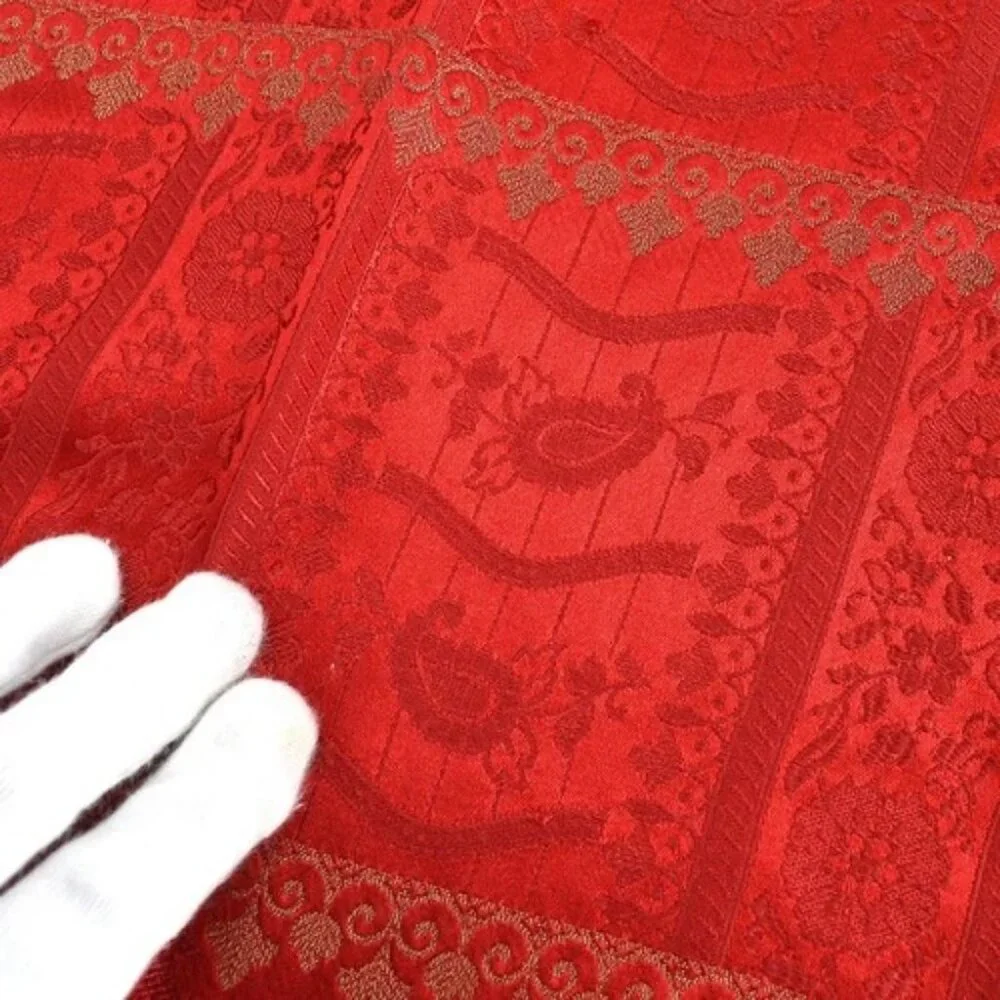 Christian Dior Scarf Red Gold France Vintage 25440